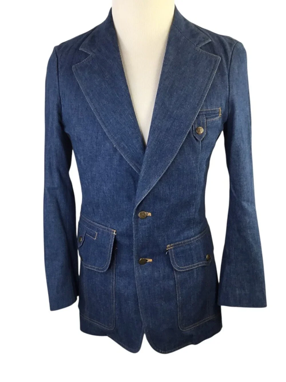 Vintage Lee Set Denim Blazer Sport Coat Jacket USA Blue Men's 38 Regular Vented